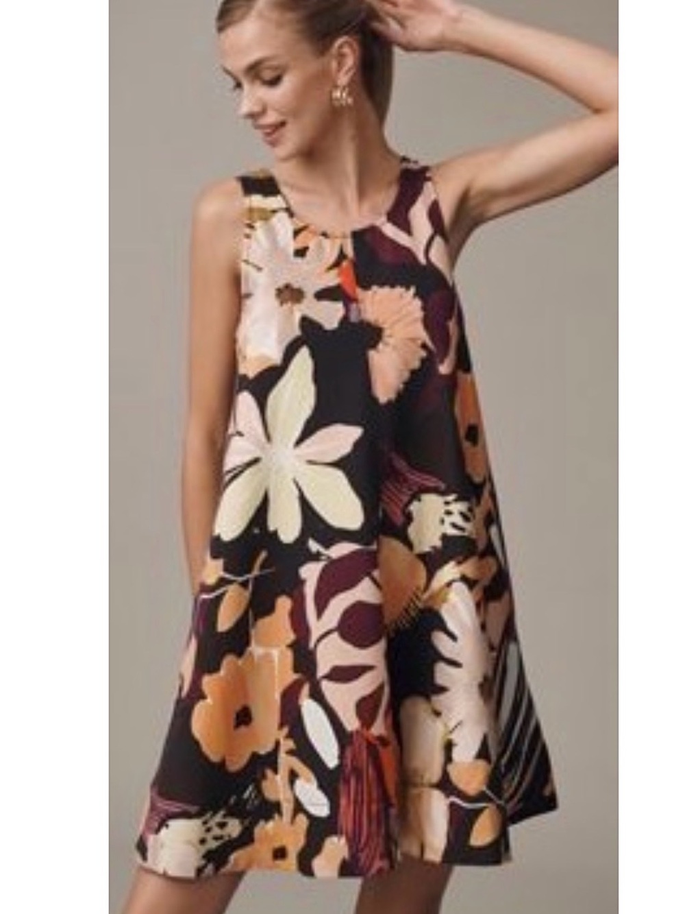 NWT Anthropologie Maeve Keiko A-Line Shift Dress in Black & Cream, size XS